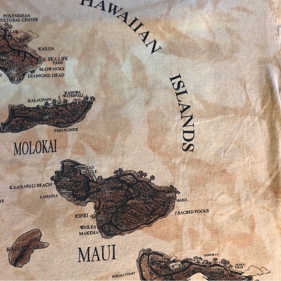 Vintage Single Stitch Hawaiian Islands Map T Shirt Mens Medium Made in USA - Picture 4 of 10